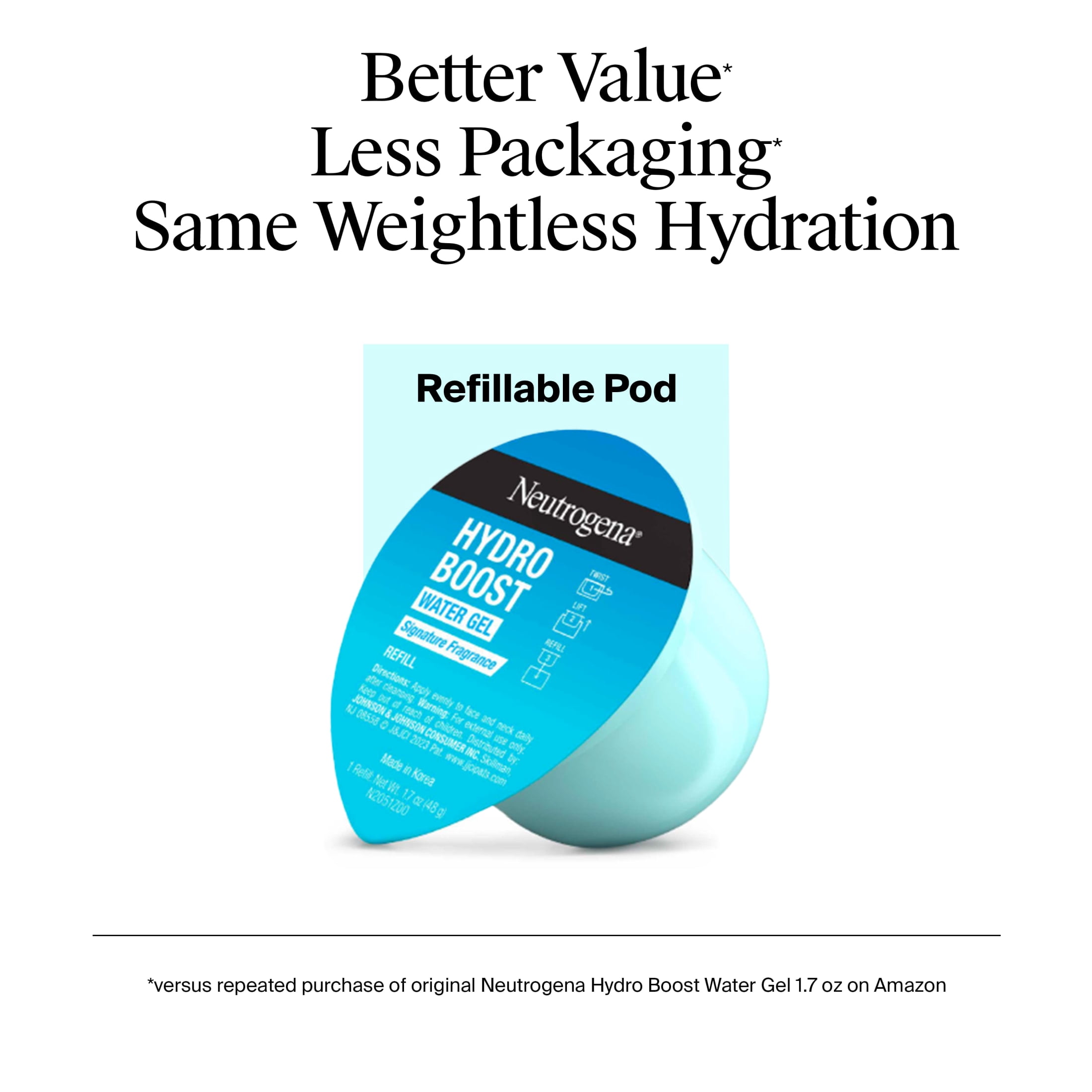 Neutrogena Hydro Boost Water Gel Refill Pod, Hyaluronic Acid, 1.7 oz