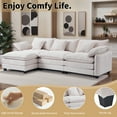 thumbnail image 3 of Gexpusm Sectional Sofa, 111" Corduroy Couch, 4 Seat Lounge Sleeper with Ottoman for Living Room ,Beige, 3 of 7
