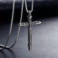 thumbnail image 1 of HOOUN Men's Gothic Silver Cross Pendant Necklace Punk Rock Biker Jewelry Box Chain 24", 1 of 5