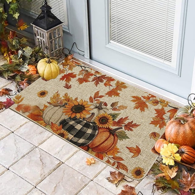 Alfombras de Entrada con Diseño de Calabaza de Halloween | Alfombras Antideslizantes para Baño | 39 X 60 Cm (15,3 X 23,6 Pulgadas) Poliéster Multicolor 60 X 39 Cm (23,6 X 15,3 Pulgadas) 180 G / 0,39