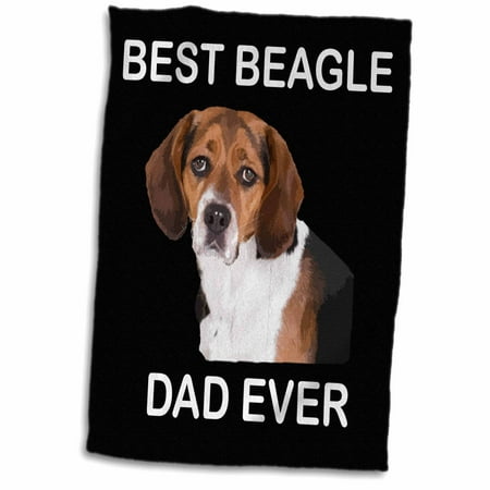 3dRose Funny Beagle Dog Portrait with Best Beagle Dad Ever - Towel, 15 by