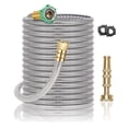 thumbnail image 3 of Garden Hose 20/50/75/100FT Stainless Steel Metal Water Hose with Brass Nozzle, Heavy Duty Lightweight Metal Hose for Yard, Outdoor Lawns, 3 of 11
