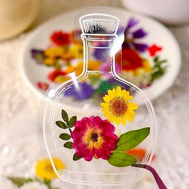 Transparent Dried Flower Bookmarks – 2026 Upgraded DIY Bookmark Making Kit with Clear Jars, Stickers & Page Clips