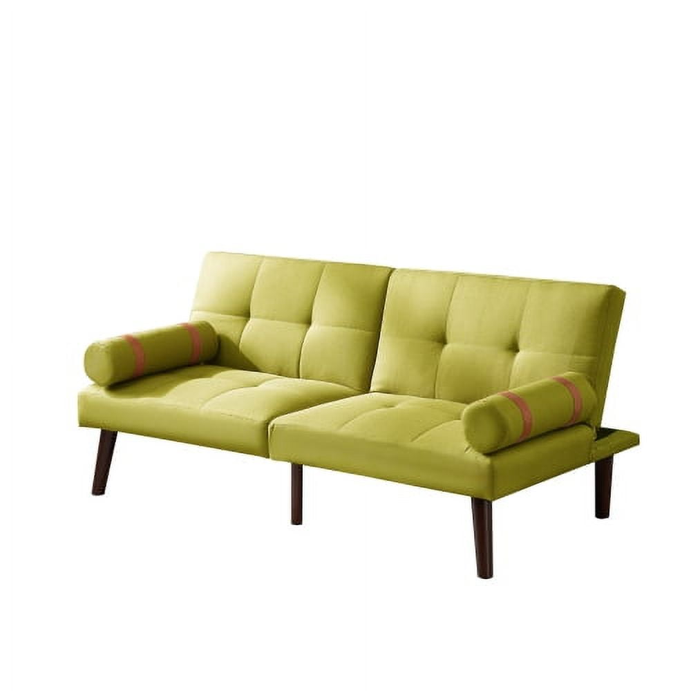 Leumius Modern Futon Sofa Bed, Convertible Folding Recliner Couch with Solid Wood Legs, Green