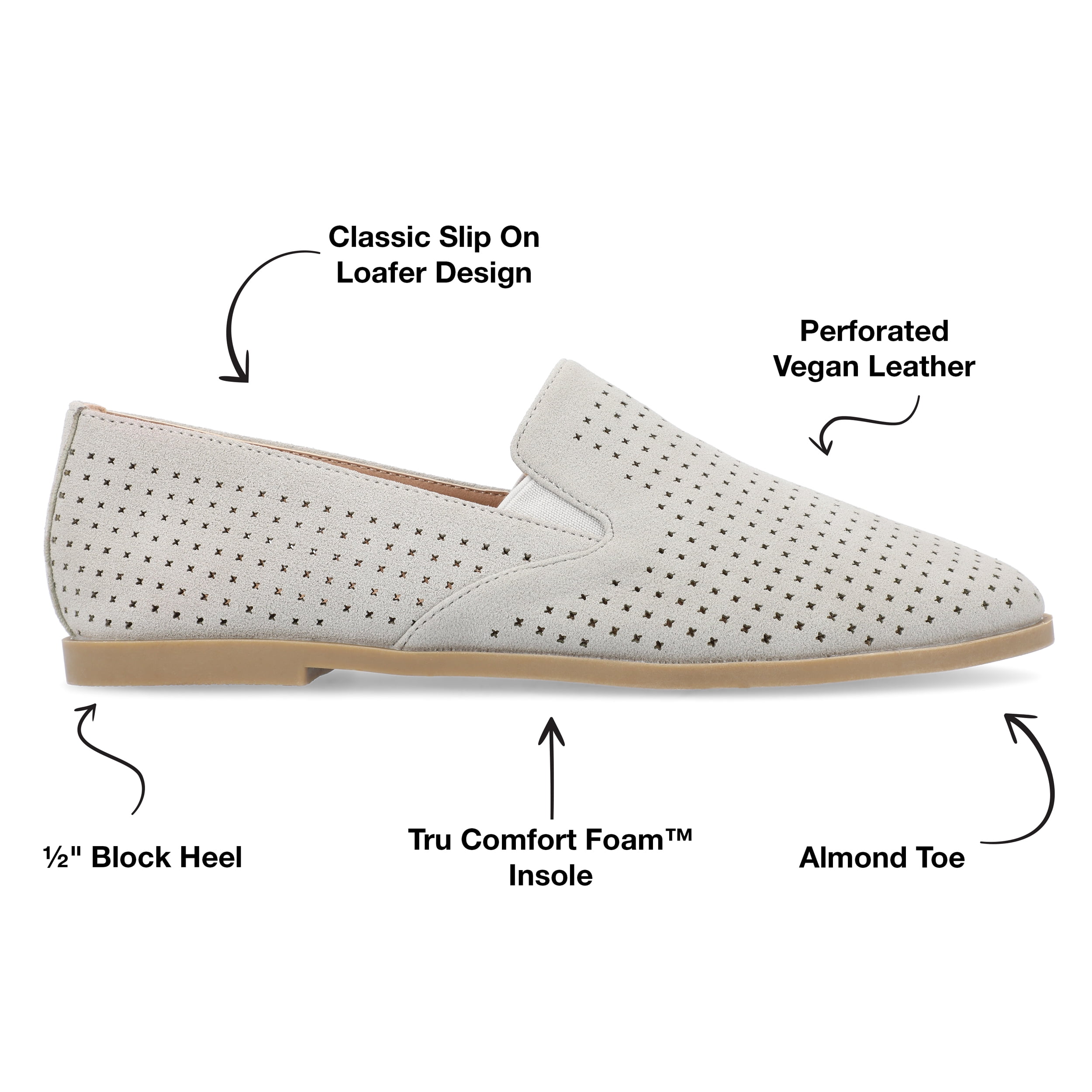 Journee Womens Lucie Slip On Almond Toe Loafer Dress Flats, Widths Available
