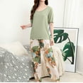 thumbnail image 2 of FUNDUFI Pajama Sets For Women Short Sleeve Floral Prints Pajama Tops With Sleepwear Long Pants Oversized 2Pcs Pjs Outfit Set Soft Lightweight Lounge Sets Comfy Homewear, 2 of 4