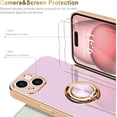 thumbnail image 4 of for iPhone 15 Case with Stand 360° Rotatable Ring Holder Magnetic [with 2 Screen Protector] Kickstand Gold Plating for Women Men Shockproof Protective Phone Case Cover for iPhone 15, Purple, 4 of 14
