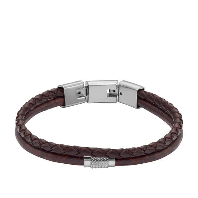 Pulsera Fossil JF04702040 de Cuero Marrón de Múltiples Hilos