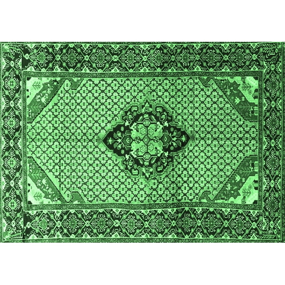 Ahgly Company Indoor Rectangle Persian Emerald Green Traditional Area Rugs, 5' x 7'
