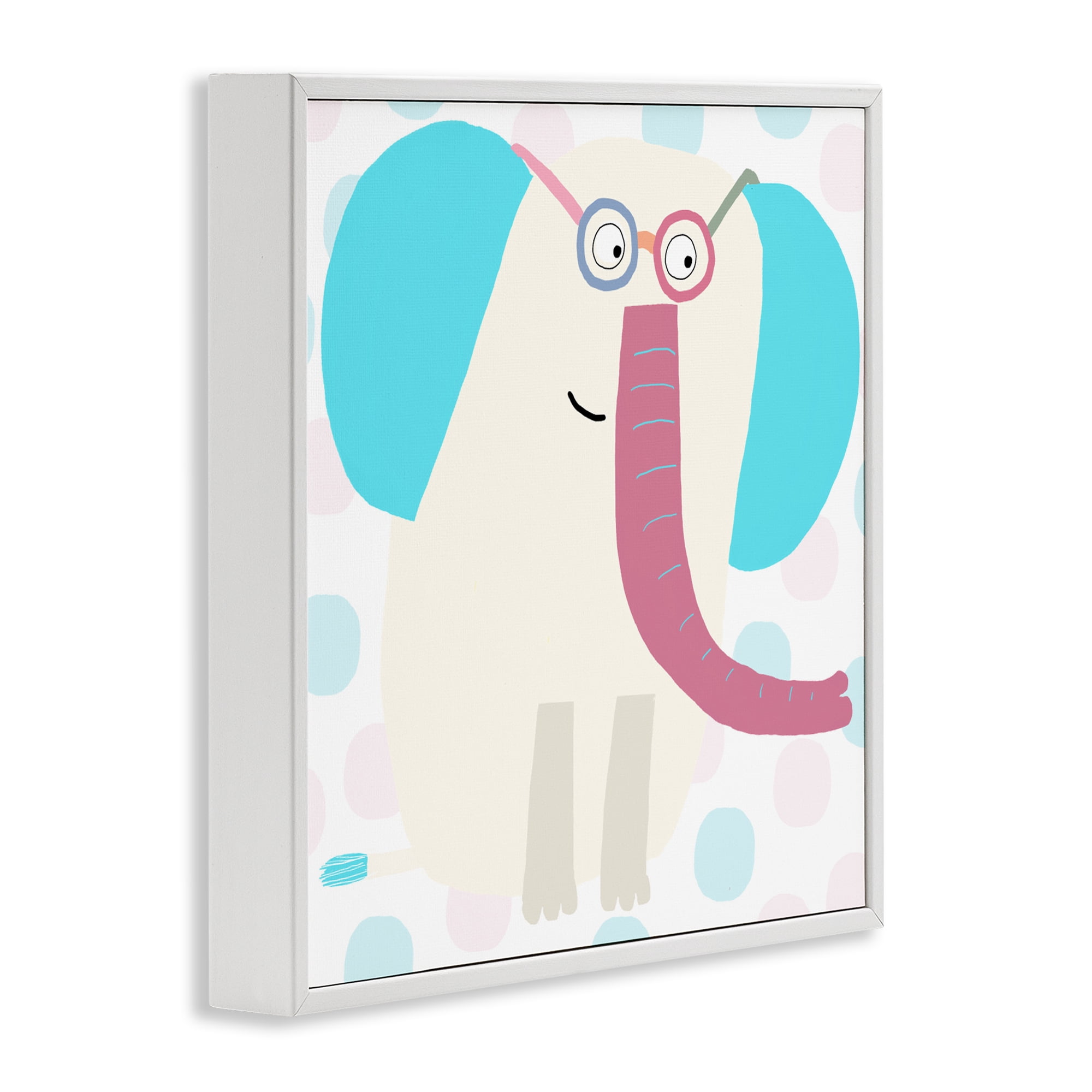 Stupell Industries Electric Blue Elephant White Framed Giclee Art, design by Carla Daly