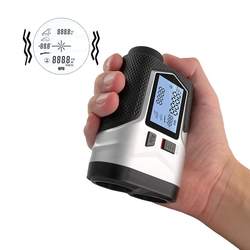 Golf Rangefinder with Wind Speed and Direction Pin Locking with Visual Jolt