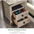 thumbnail image 5 of RedLemon Farmhouse Nightstand with Charging Station, Rustic 18 Inch End Table with 2 Storage Drawers and Open Shelf, Wood Sofa Side Table for Bedroom, Living Room (Light Rustic Oak), 5 of 6
