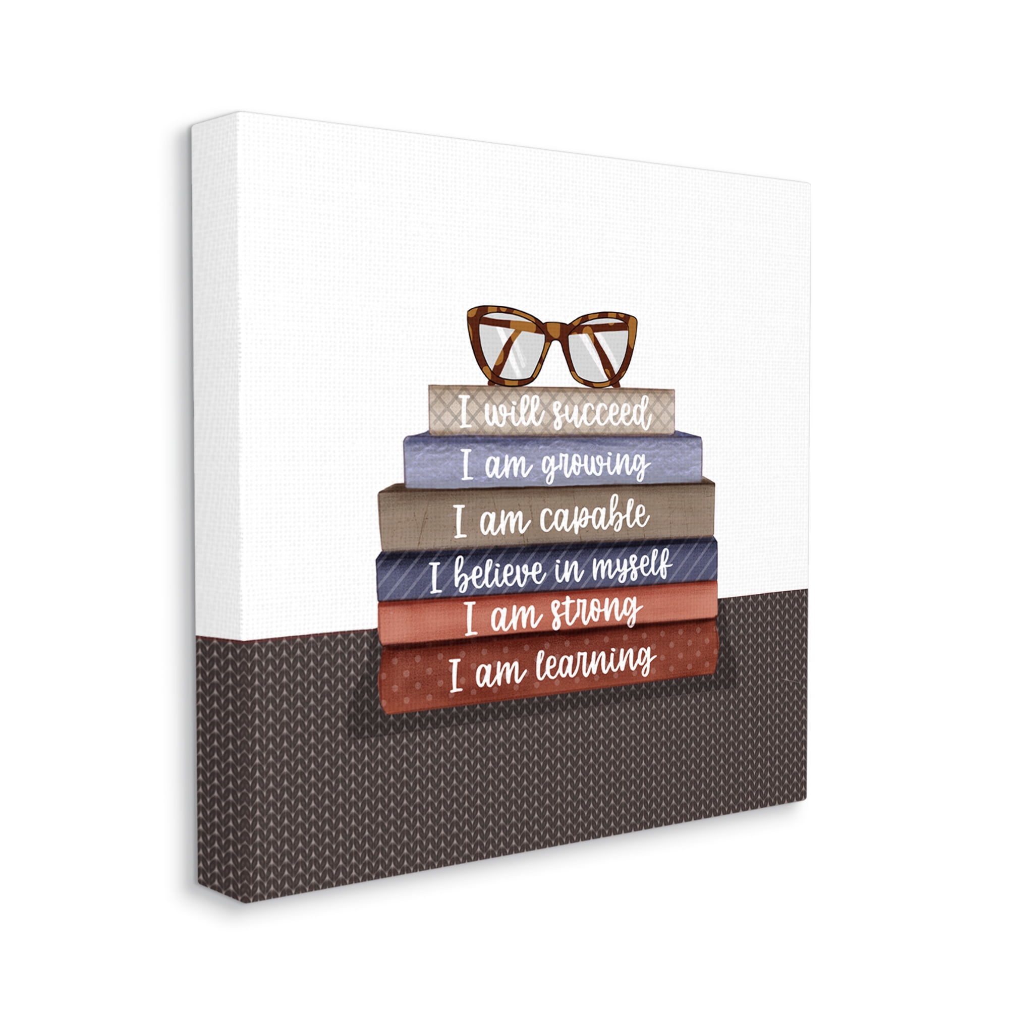 Stupell Industries Motivational Self Esteem Books Inspirational Painting Gallery Wrapped Canvas Art Print Wall Art, 30 x 30