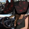 thumbnail image 2 of Uorisanigo Halloween Red Spider Web 10 Pack Automotive Seat Cover with Soft Elastic Steering Wheel Cover Car Water Cup Coaster Auto Seat Belt Cover Chapstick Holder Universal Fit Car SUV, 2 of 7