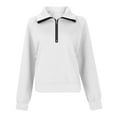 thumbnail image 4 of VNKIDY Women's Sweatshirt Solid Color Half Zip Sweatshirt Long Sleeve Loose Fit Pullover With Collared Design For Casual Daily Wear Fashionable Tops, 4 of 4