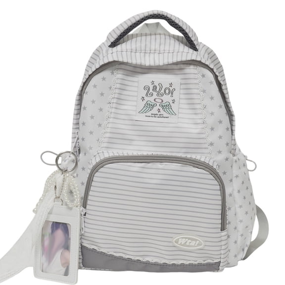 BinKFF Y2K Striped Backpack, School Backpack for Teen, 14.1 inchs Lightweight Backpack, Kawaii Aesthetic Daypack, Cute Preppy Laptop Backpack for College & Travel