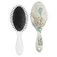 thumbnail image 2 of Hair Brush with Tropical Seahorse and Nautical Fish Pattern, Coastal Ocean Creatures Design, Vintage Beach Theme Paddle Brush for Women Girls Boys, 2 of 7