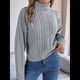 thumbnail image 4 of Suéter de Mujer con Cuello Redondo, Botones Texturizados, Mangas Farol, Jersey de Punto Gris S, 4 of 10