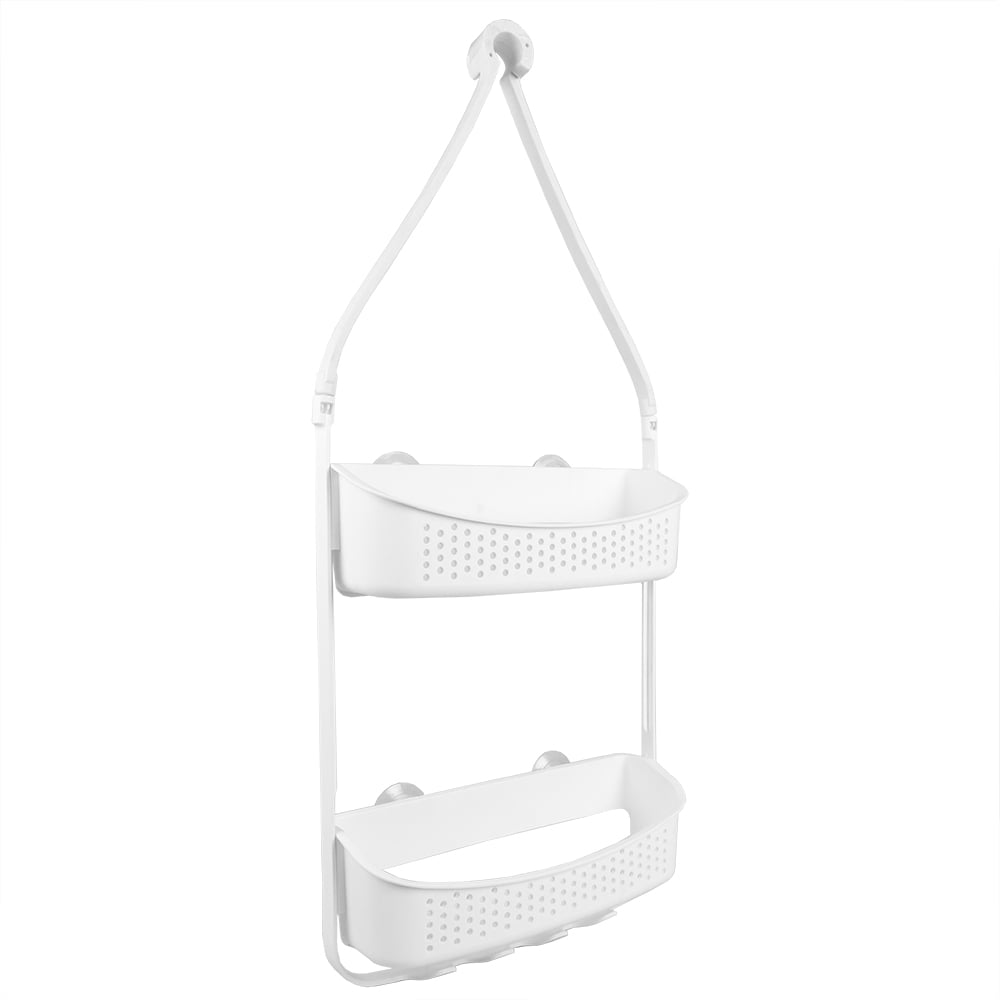 Home Basics 2 Shelf Perforated Plastic Shower Caddy with Suction Cups