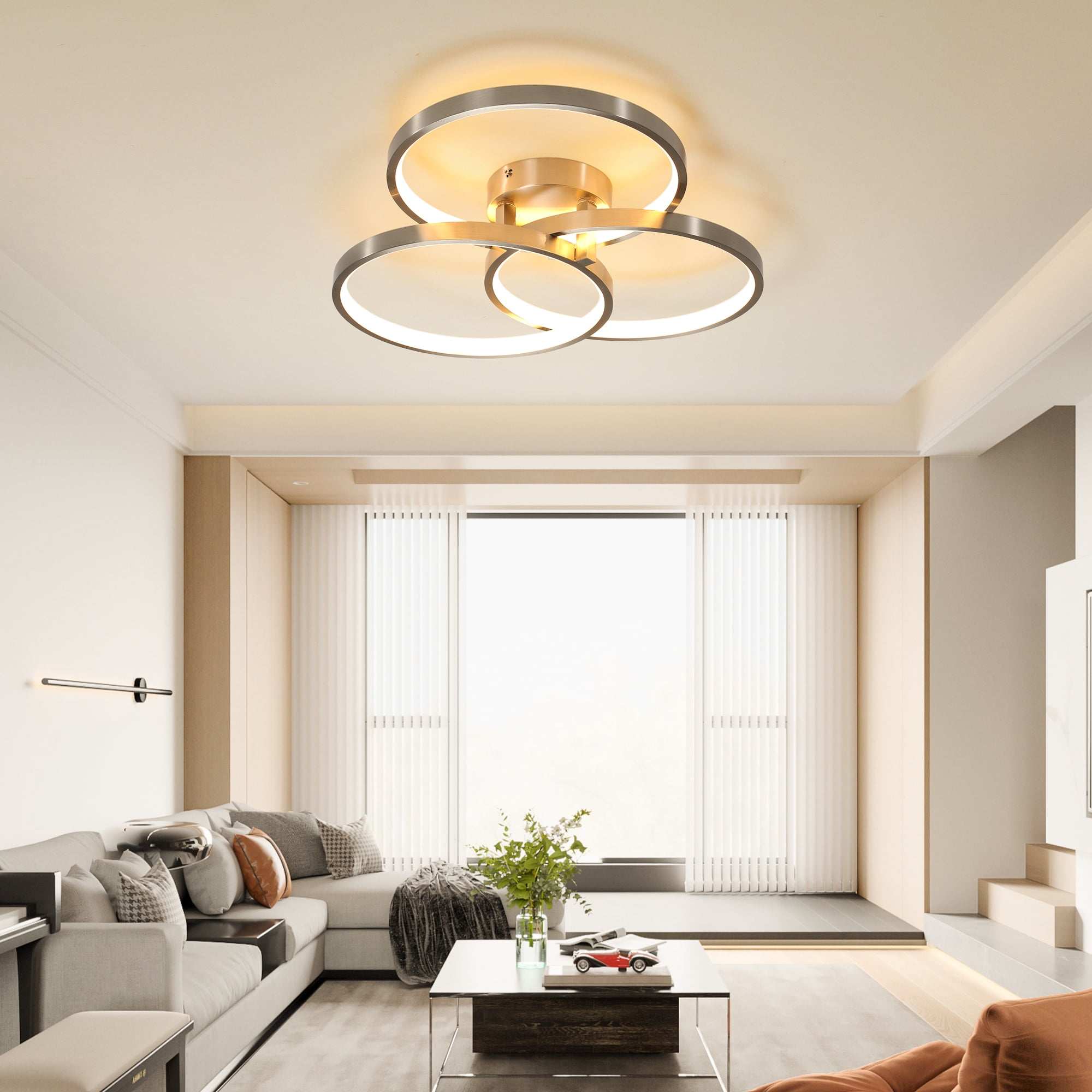 GCGAFUL 19.7"LED Flush Mount Ceiling Light, Modern Silver Close-to-Ceiling Light with 3CCT for Bedroom, Living Room, Hallway
