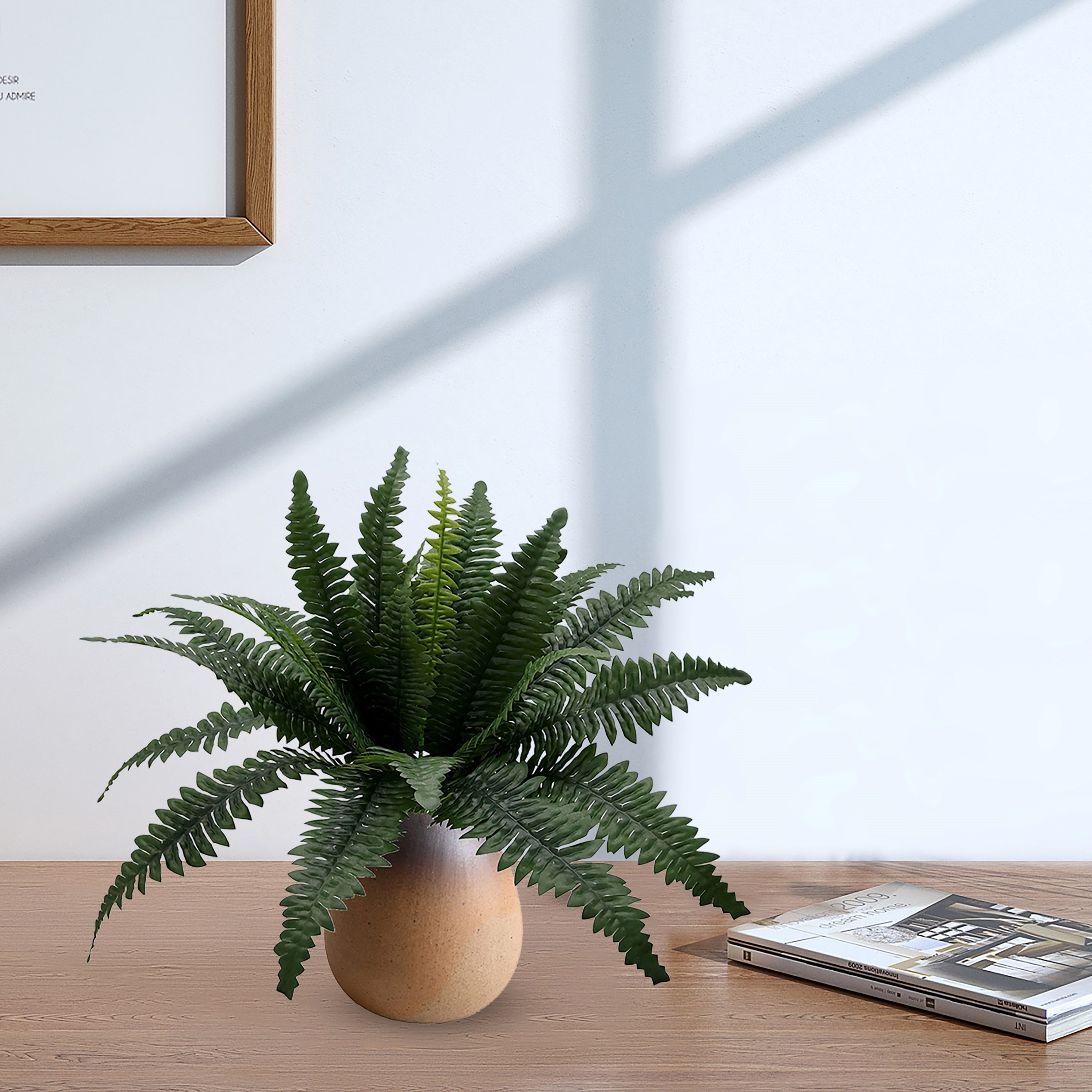 Mainstays 21in Indoor Artificial Plant, Fern Bush, Green Color. Indoor Use. Not in Pot.