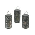 thumbnail image 1 of LED Solar Black Cylinder Lantern With Design, 1 of 3