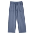 thumbnail image 5 of Mifsaly Cotton Linen Pants for Men Wide Leg Summer Casual Trousers Elastic Waist Drawstring Lightweight Breathable Beach Pant with 4 Pockets S, 5 of 9