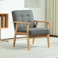 thumbnail image 2 of HOMCOM Fauteuil d'Appoint, Fauteuil Rembourré avec Dossier Capitonné, Gris, 2 of 10