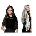 thumbnail image 4 of Lace Headscarf Veiled Scarf 70x150cm Women's Classical Shawl Soft Breathable Hollowed Out Solid Color Headband Shawl, 4 of 8