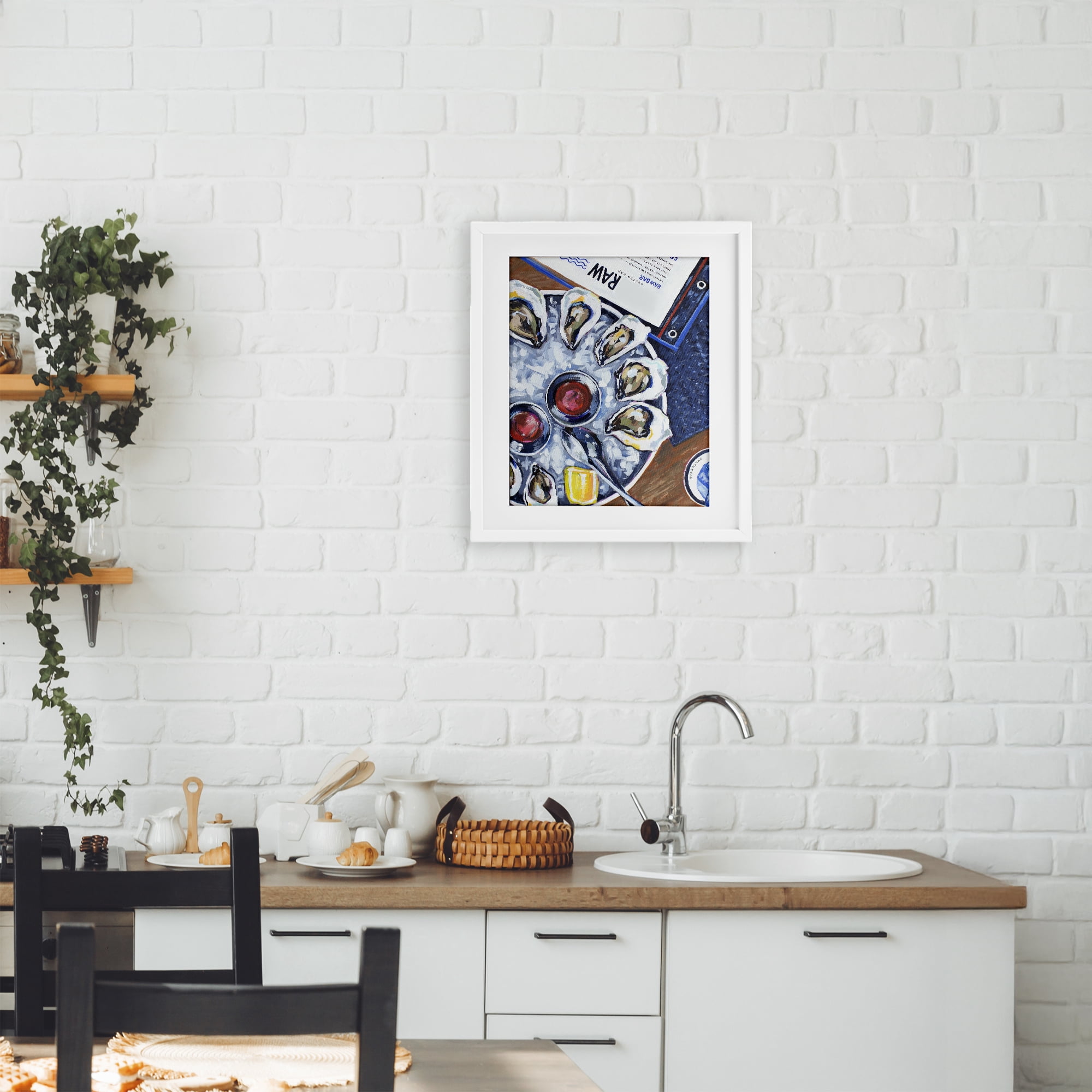 Stupell Industries Oysters on Ice White Framed Print Under Glass, design by Rachel Nerney