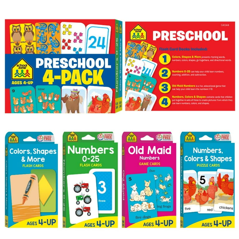 School Zone Preschool 4-Pack Flash Cards - Walmart.com
