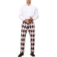 thumbnail image 2 of INSPIRAR CHIC Pantalones de Hombre con Patrón de Cuadros en Diamante, Corte Regular, Pantalones de Traje en Bloque de Color 36 Negro Blanco, 2 of 6