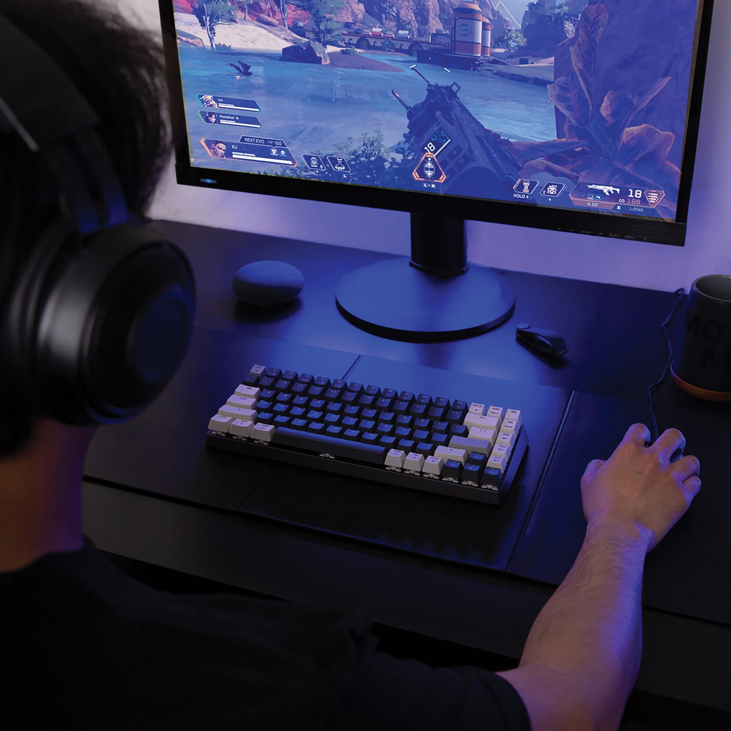 Azio Cascade Bluetooth and USB 75% Mechanical Computer Keyboard, Hot-Swappable Switches, Backlit, Galaxy Light, CRG2G104