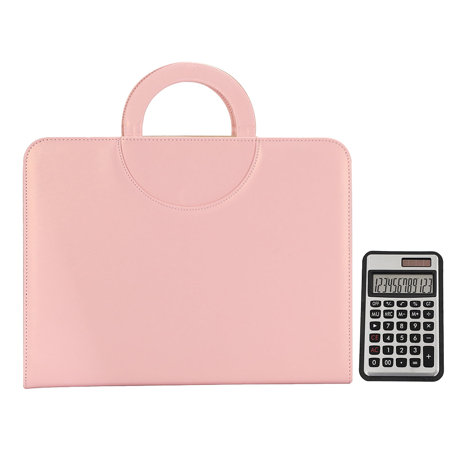 1* A4 PU Folder Large Capacity 12-bit Calculator Briefcase Business Binder Black