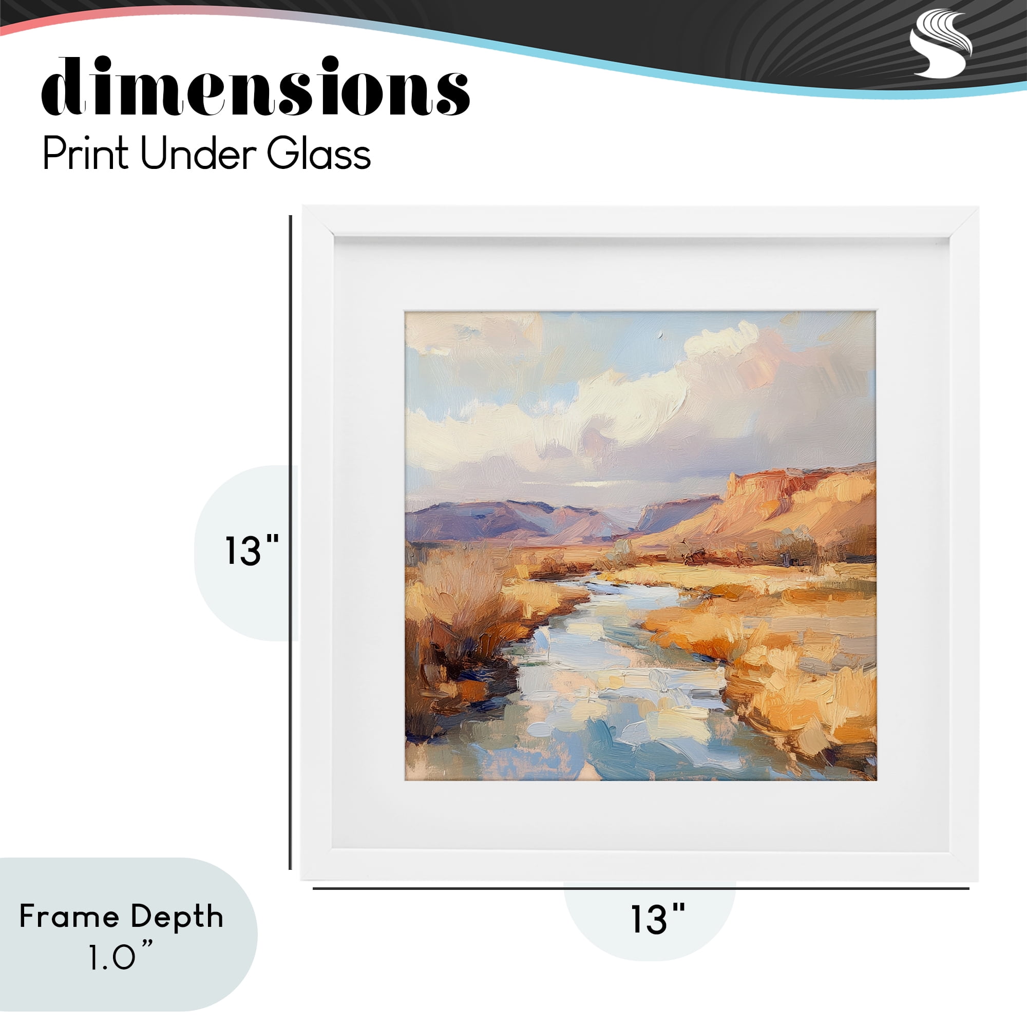 Stupell Industries Plateau River Evening Glow White Framed Print Under Glass, design by Petal Prints Design
