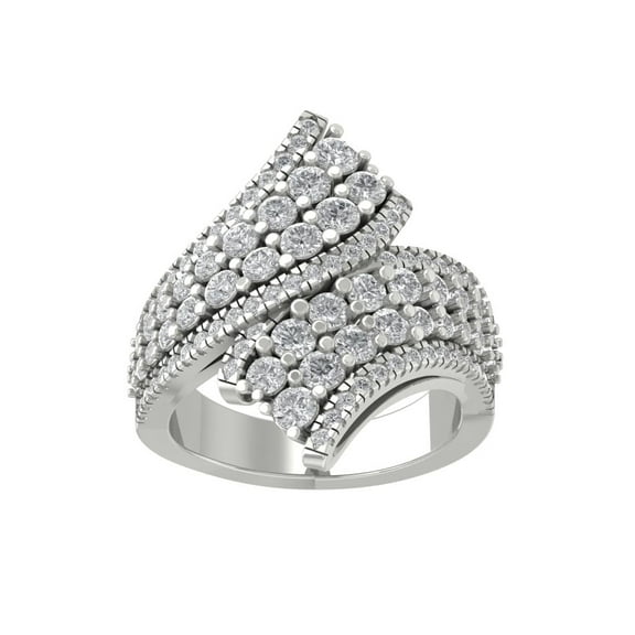 ARAIYA FINE JEWELRY 10K White Gold Diamond Fashion Band Ring (2 cttw, I-J Color, I2-I3 Clarity) Size 6.5