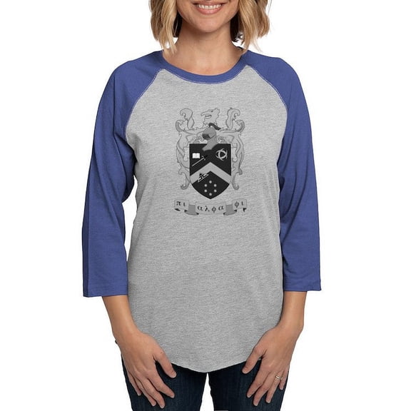 CafePress - Pi Alpha Phi Crest Greyscale Long Sleeve T Shirt - Womens Baseball Tee