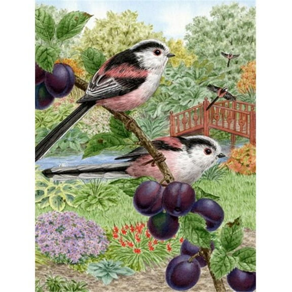 Long Tailed Tits Flag Garden Size