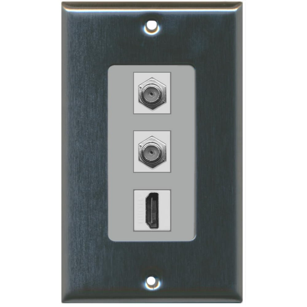 RiteAV 1 Port HDMI 2 Port Coax Cable TV FType Decorative Wall Plate