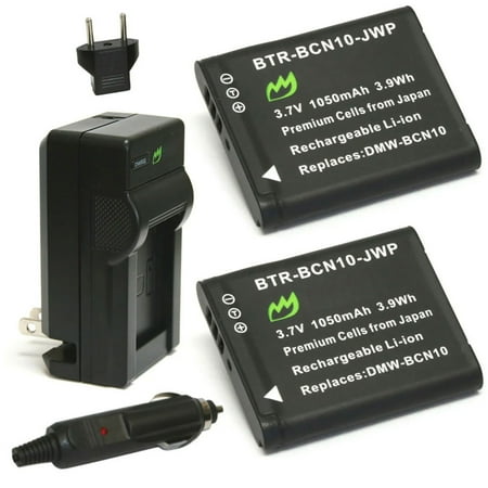Replacement for Panasonic DMW-BCN10 Battery (2-Pack 1050mAh) and Charger
