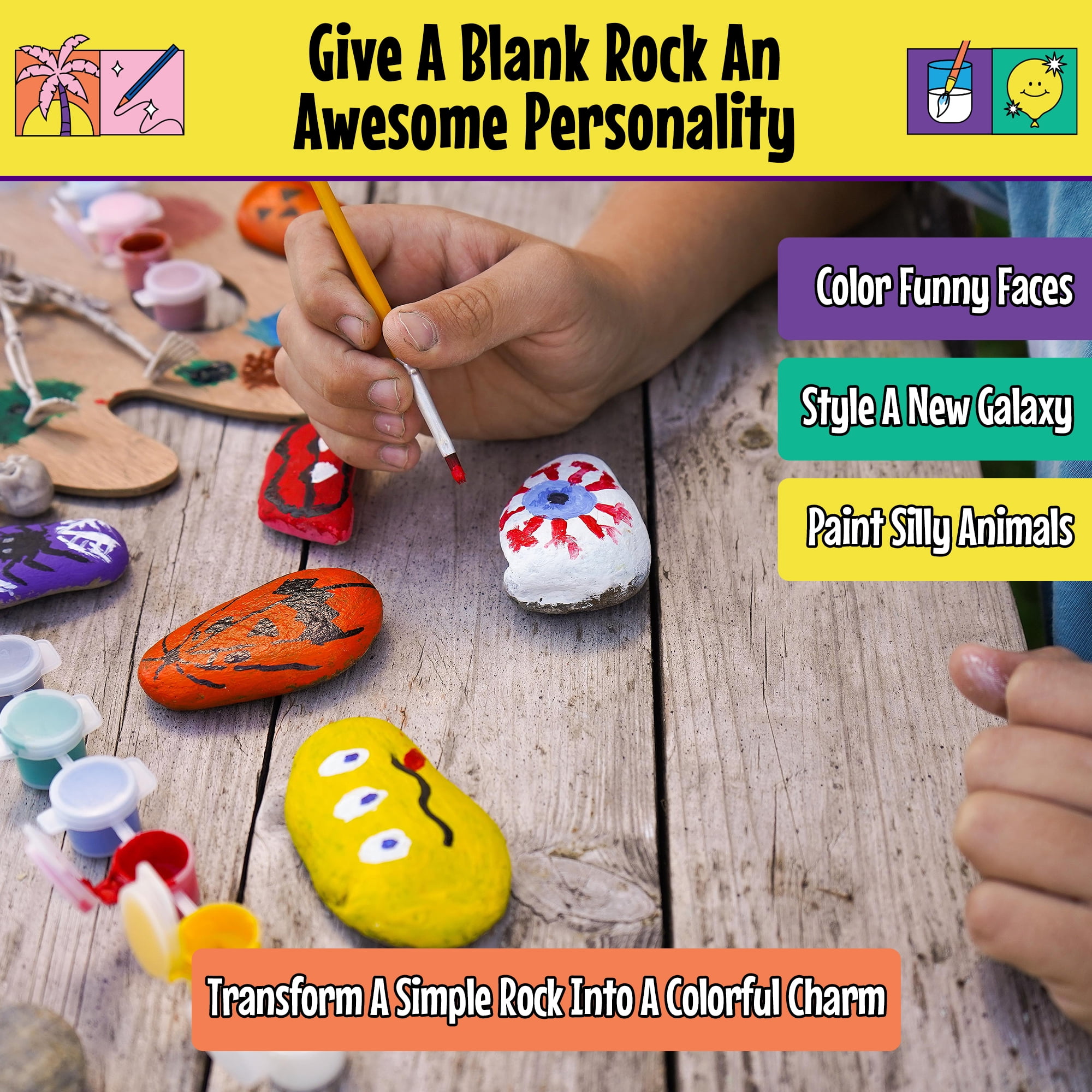 QEUOYSS 8 Pack Paint Your Own Stepping Stones for Kids Craft Kit DIY Small  Cute Painting Crafts for Girls Ages 6-8 Crafts for Kids Ages 8-12 Outdoor