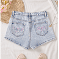 thumbnail image 2 of mgoYE Uniform Pants Girls Girl's Ripped Jean Shorts Y2k High Waisted Stretchy Summer Mini Denim Bottoms Streetwear |Light Blue,15-16 Years, 2 of 8