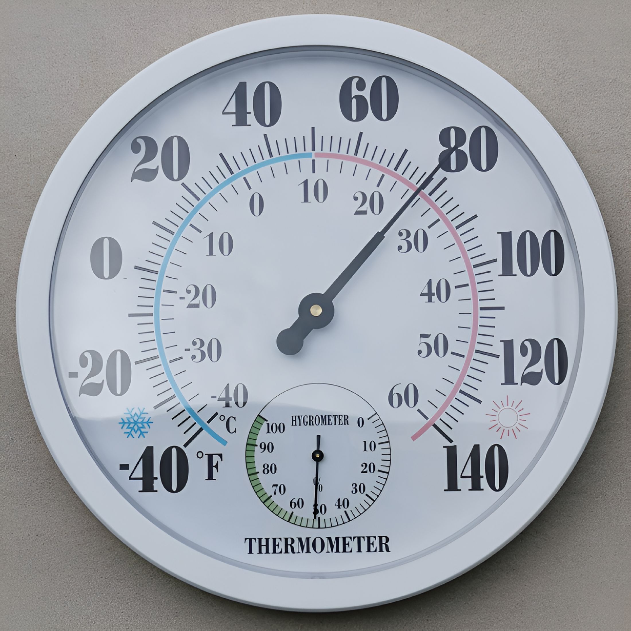 GJX 2026 New Timers Indoor Outdoor Thermometer Large Wall Thermometer-Hygrometer Waterproof Does Not Require Battery, for Home, Office, Garden, Patio, Outdoor Spaces, Garage, Porch