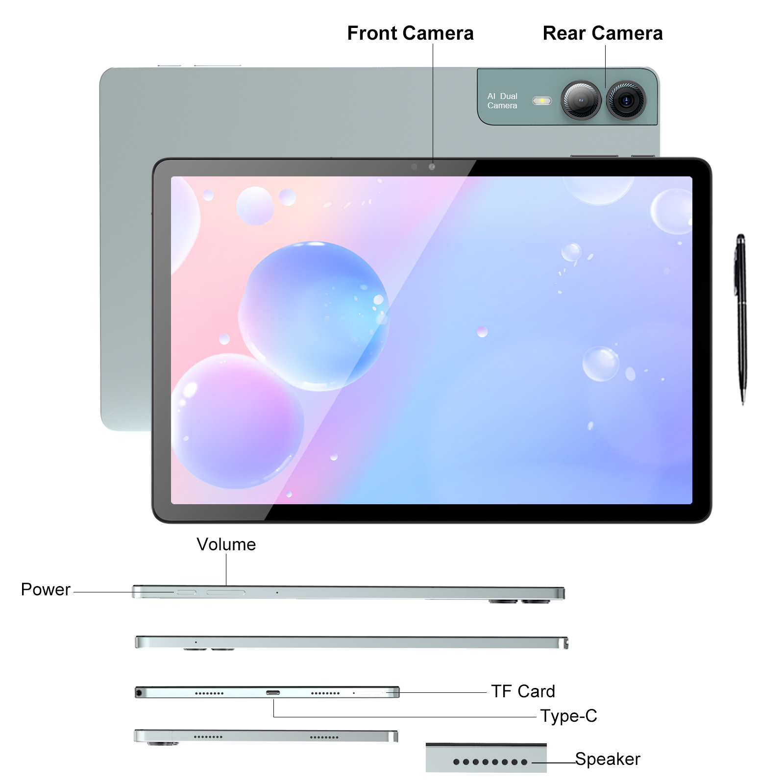 2025 Newest 11 inch Android 14 Tablet, 2K Display, Octa-Core , BT 5.0, GPS, 9000mAh, Quad Stereo Speakers