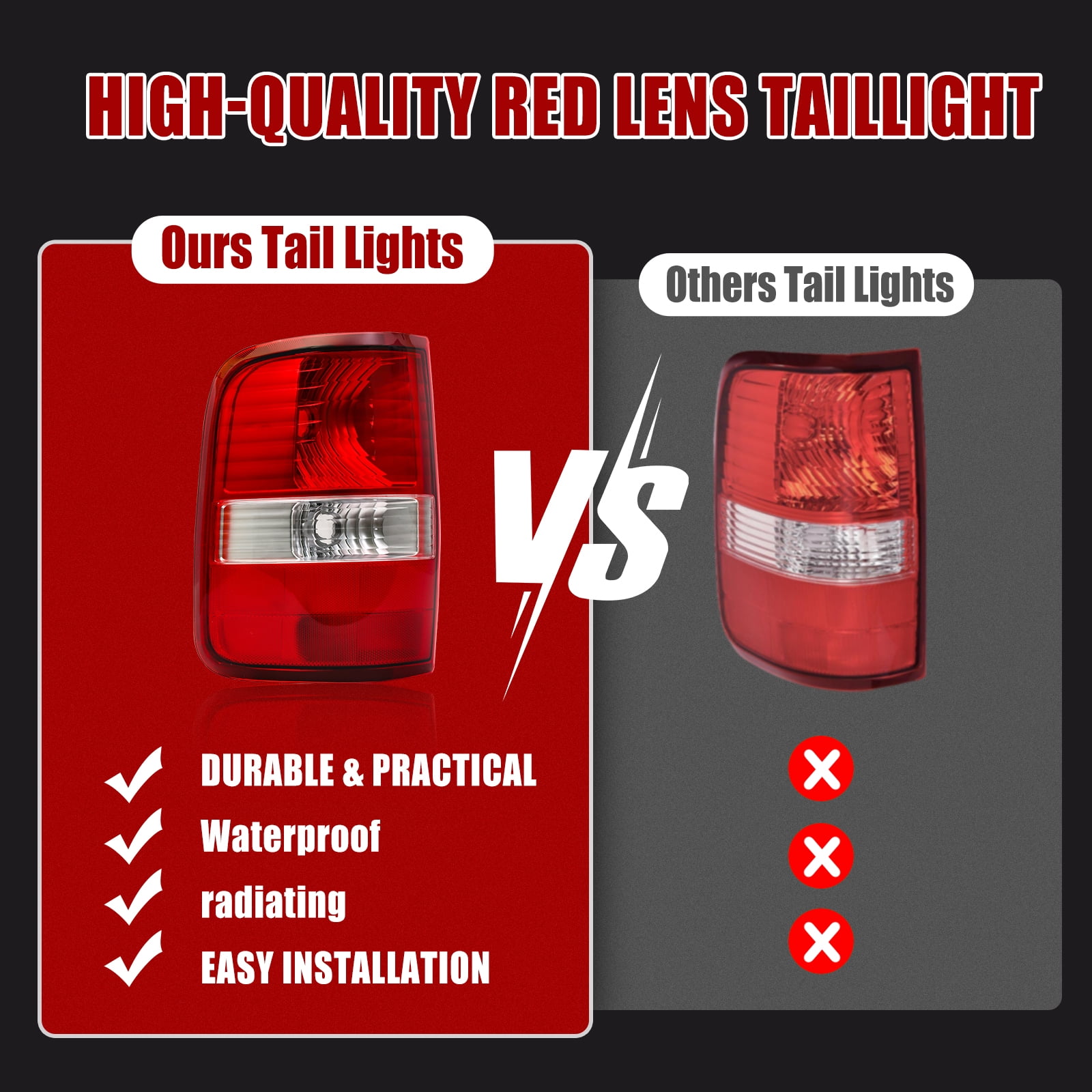 Tail Light Compatible With 2004 2005 2006 2007 2008 Ford F150 F-150 Driver and Passenger Side Rear Light Brake Lamps