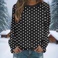 thumbnail image 2 of VEKDONE Women’s Polka Dot Print Sweatshirt Long Sleeve Crewneck Casual Pullover Tops Loose Fit Lightweight Basic Sweatshirts, 2 of 7