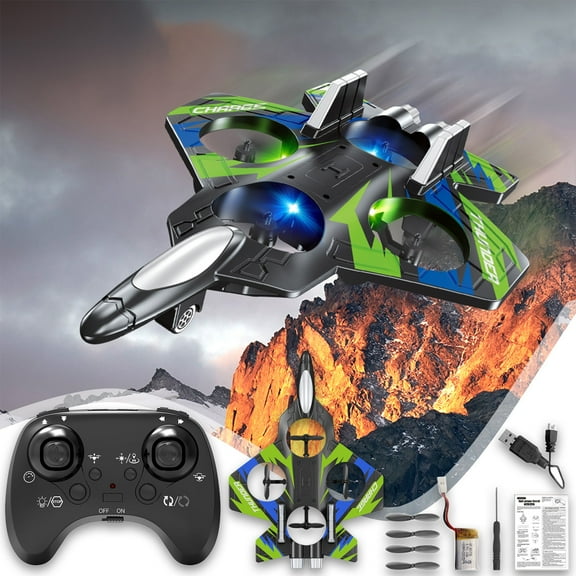 Sbnonk RC Plane Remote Control Airplane for Beginners Foam Drone Aircraft Toy with Headless Mode Altitude Hold Cool Light Gifts for Kids and Adults Drone with Camera Green