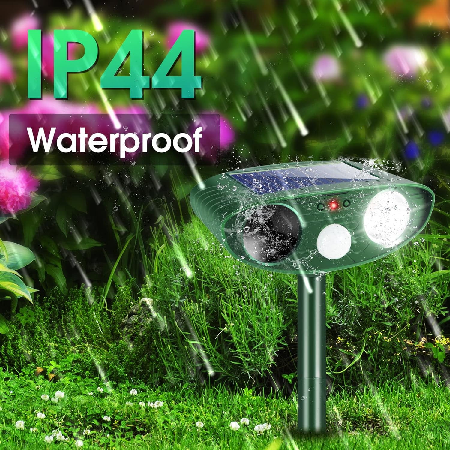 2 Pack Upgraded Ultrasonic Animal Repeller Outdoor,Solar Animal Repeller Waterproof Animal Repellent with Motion Detection LED Strobe Light