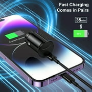 USB C Car Charger, 24W Dual Port USB C Car Charger,with 2Pack 3Ft Type C to L Cable