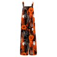 thumbnail image 4 of Women's Halloween Costume Jumpsuit Loose Fit Wide Leg Romper Overalls with Pockets, Happy Halloween Fall Harvest Festival Party Outfit S, 4 of 5